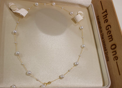 Starry Necklace in Fine 18K gold 3-4mm-6-7mm-A Masterpiece of Handcrafted Elegance