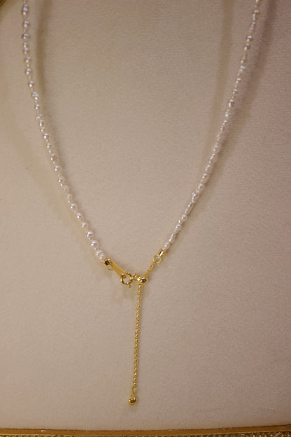 Modern Irregular Freshwater Pearl Necklace with Gold Y-Drop Chain