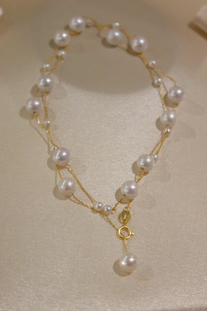 Starry Necklace in Fine 18K gold 3-4mm-6-7mm-A Masterpiece of Handcrafted Elegance